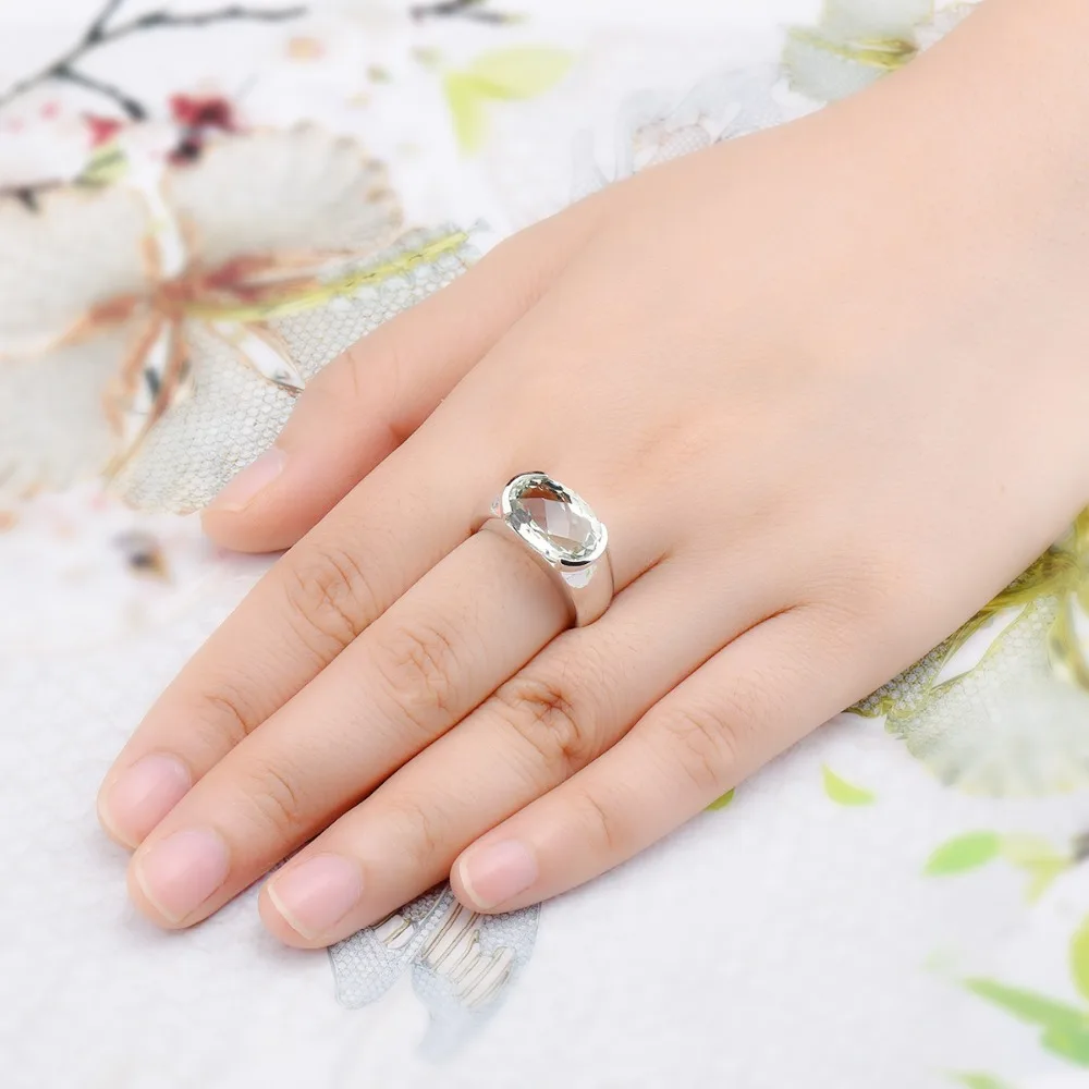 Hutang женское кольцо 6.30ct натуральный зеленый аметист обручальные кольца серебро 925