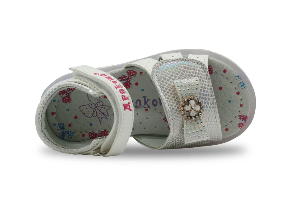 Apakowa/сандалии для девочек; детская летняя ортопедическая обувь; яркие блестящие сандалии для малышей; галстук-бабочка со стразами; новинка