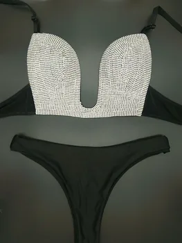 

Swimsuit Sexy Swimwear Bathing Suit Beachwear Bikini Set Crystal Rhinestone New Women Biquini Bikinis Fits True to Size, Take