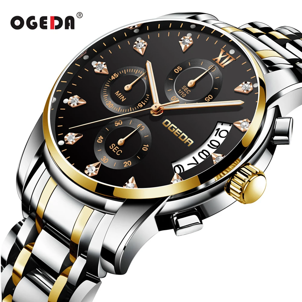 

OGEDA Mens Watches Top Brand Luxury Luminous Display Watch Waterproof Sport Chronograph Quartz Wrist Watch Relogio Masculino