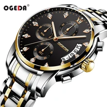 Ogeda relógios dos homens marca superior de luxo display luminoso relógio à prova dwaterproof água esporte cronógrafo quartzo relógio de pulso relogio masculino(China)