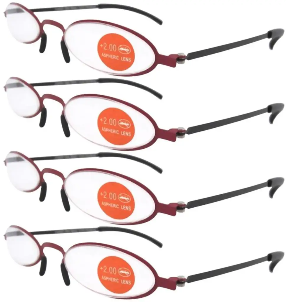 R12002 Red Black 4 pack Stainless Steel Double Color Frame Reading