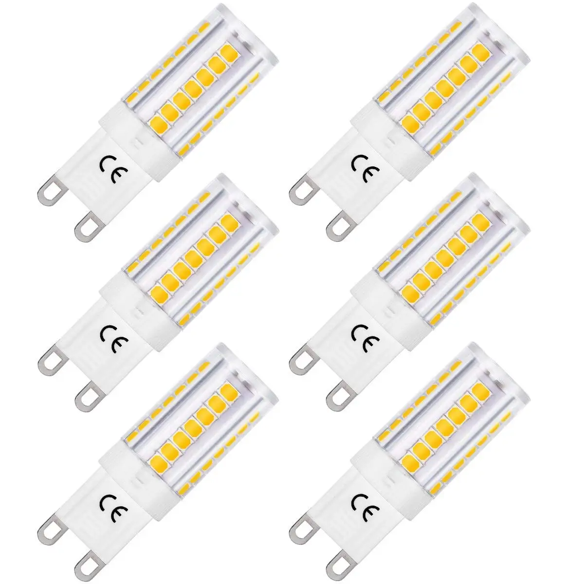 

G9 LED Bulb 5W(40W Halogen Bulbs Equivalent) 3000K Warm White 400LM Energy Saving 360 Degree Beam Angle Non Dimmable -6Pack
