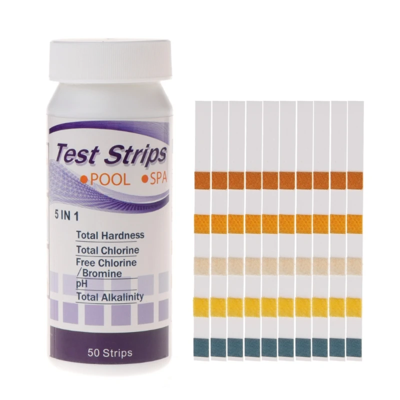 

2018 50pcs/set Water Test Strips 5 in1 Swimming Pool Spa PH Meters Chlorine Alkalinity Bromine Analysis Instruments Tools