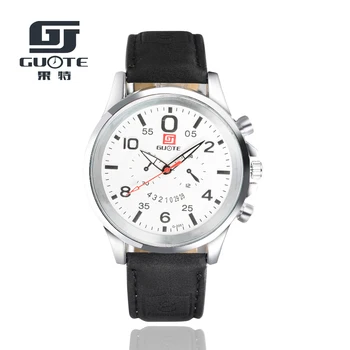 

GUOTE New Watch Men Quartz mens watches top brand luxury Casual Sports Wristwatch Leather Strap Male Clock Men relogio masculino