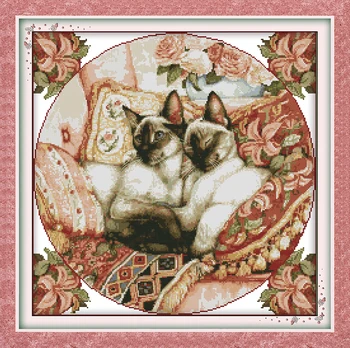 

Sleepy Cats Counted Cross-Stitching 11CT Printed 14CT Handmade Cross Stitch Set Animals Cross-stitch Kits Embroidery Needlework
