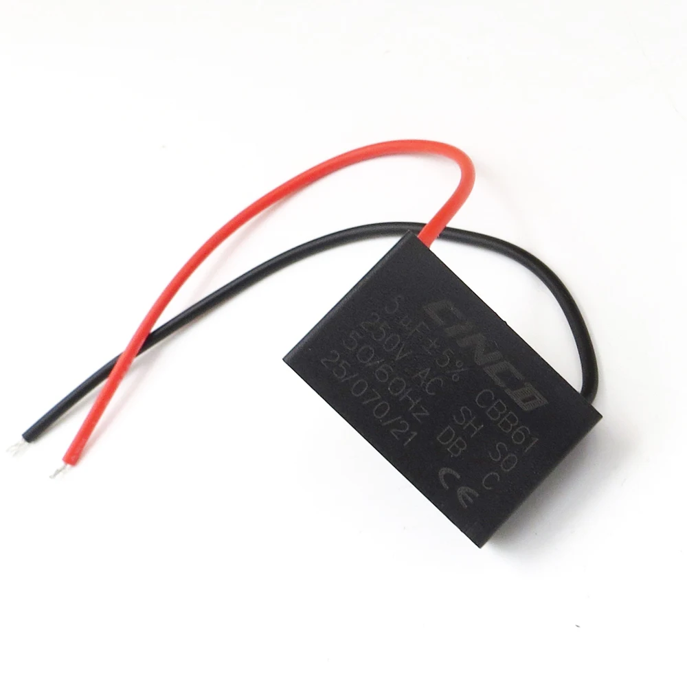 

5pcs X AC Running Capacitor 5UF 250V CBB61 2 wires starting capacitance AC Fan Capacitor Motor Start-up 5mf 5mfd 250VAC Dianz