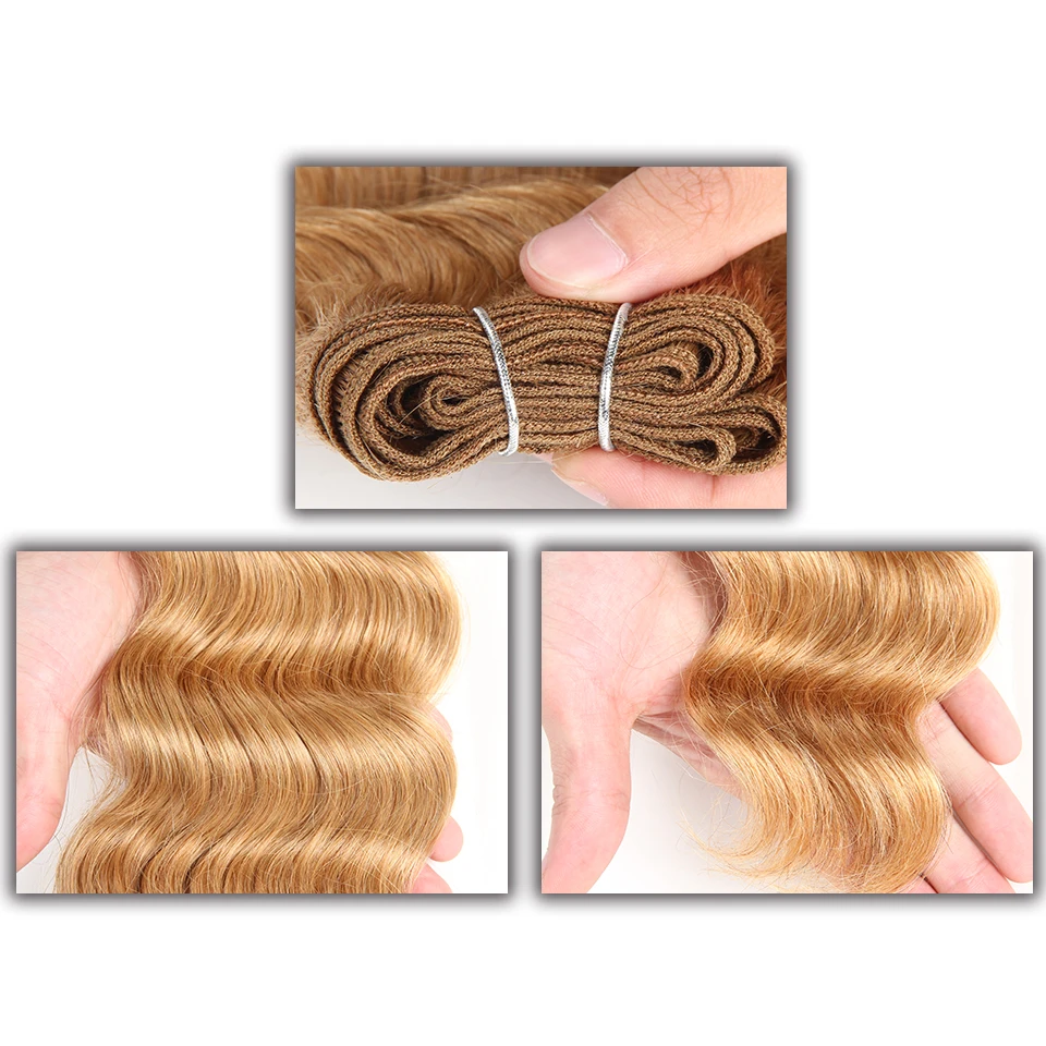 Feixes de Cabelo Onda Profunda Brasileira Elegante Duplo Desenhado Humano Marrom p4 - 27 Cor 100% Natural Cabelo Extensão 113 Gramas 3 Cheap Apliques ondulados