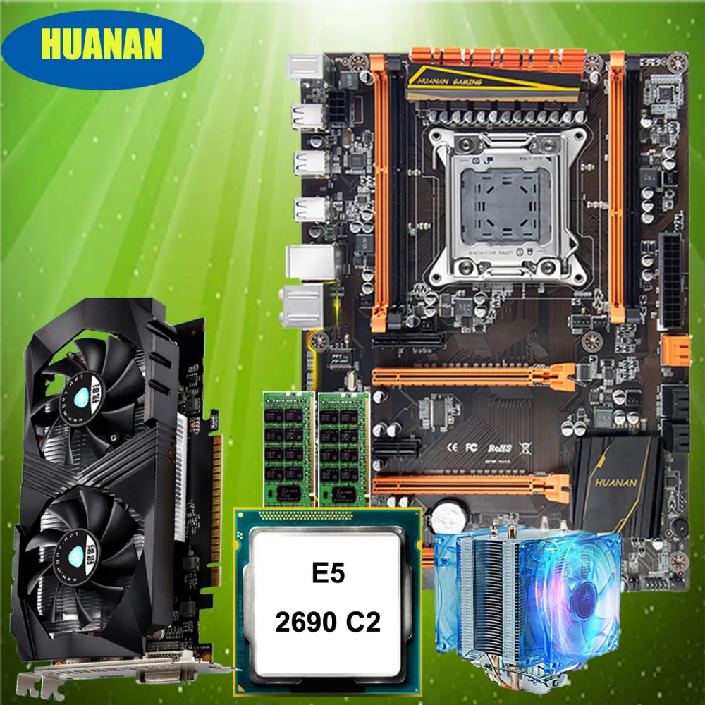 هوانان تشى ديلوكس X79 اللوحة مع M.2 NVMe فتحة وحدة المعالجة المركزية زيون E5 2690 C2 مع برودة RAM 16G (2*8G) RECC GTX1050Ti 4G الفيديو بطاقة