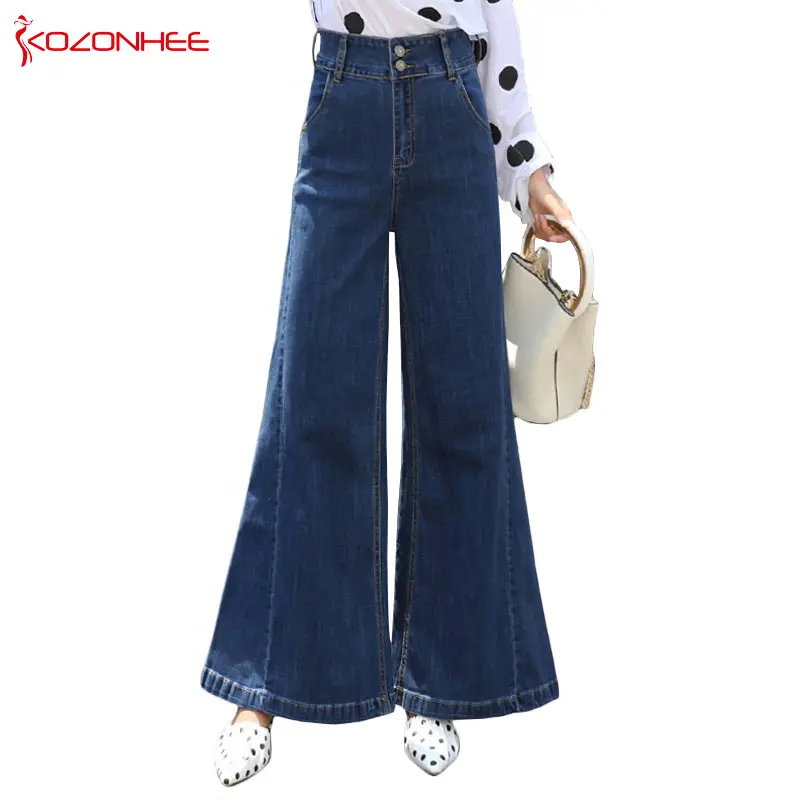 Flare Woman High waist Jeans Bell-Bottoms Jeans For Girls Trousers for women Jeans Large Size Flare Pants KOZONHEE #762