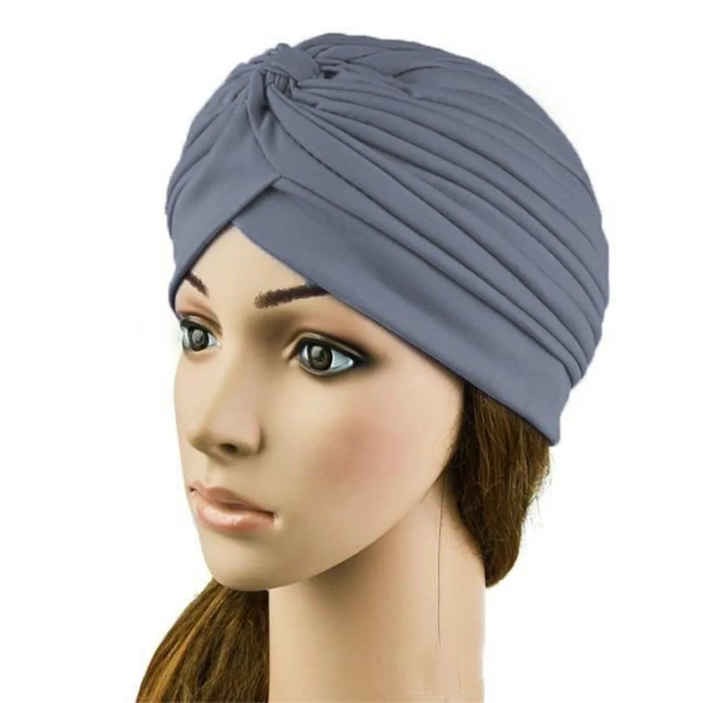 

Multicolors Indian Head Wrap Stretchy Turban Hat Band Chemo Bandana Hijab Pleated Bonnet