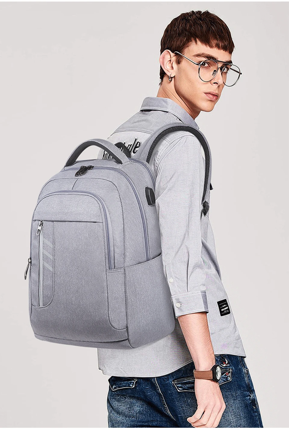 Men Backpack Male Laptop 17'' 15.6 Backpacks Waterproof Women Bag Pack Student Notebook Backpacking USB Charging Female Mochila (26)