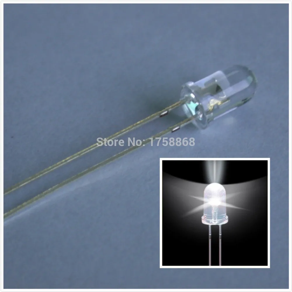 

100PCS 10MM WHITE LED LAMP F10 6000K-7000K I=20ma 3v 10mm diodes WHITE