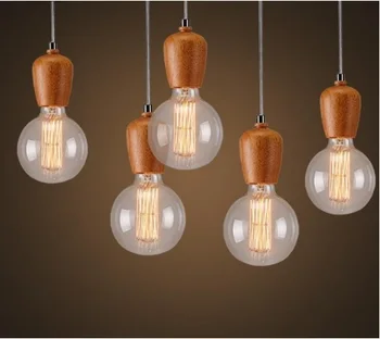 

Wood Creative Chandelier Retro fashion American lights for Bar coffee shop Dining Simple Personality Bedroom Small Candelier