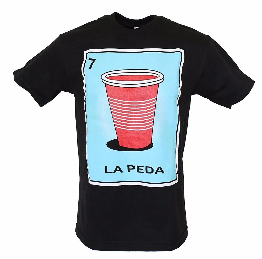 Funny Tee Shirts Print La Peda Loteria Beer Drunk Alcohol Men's Funny