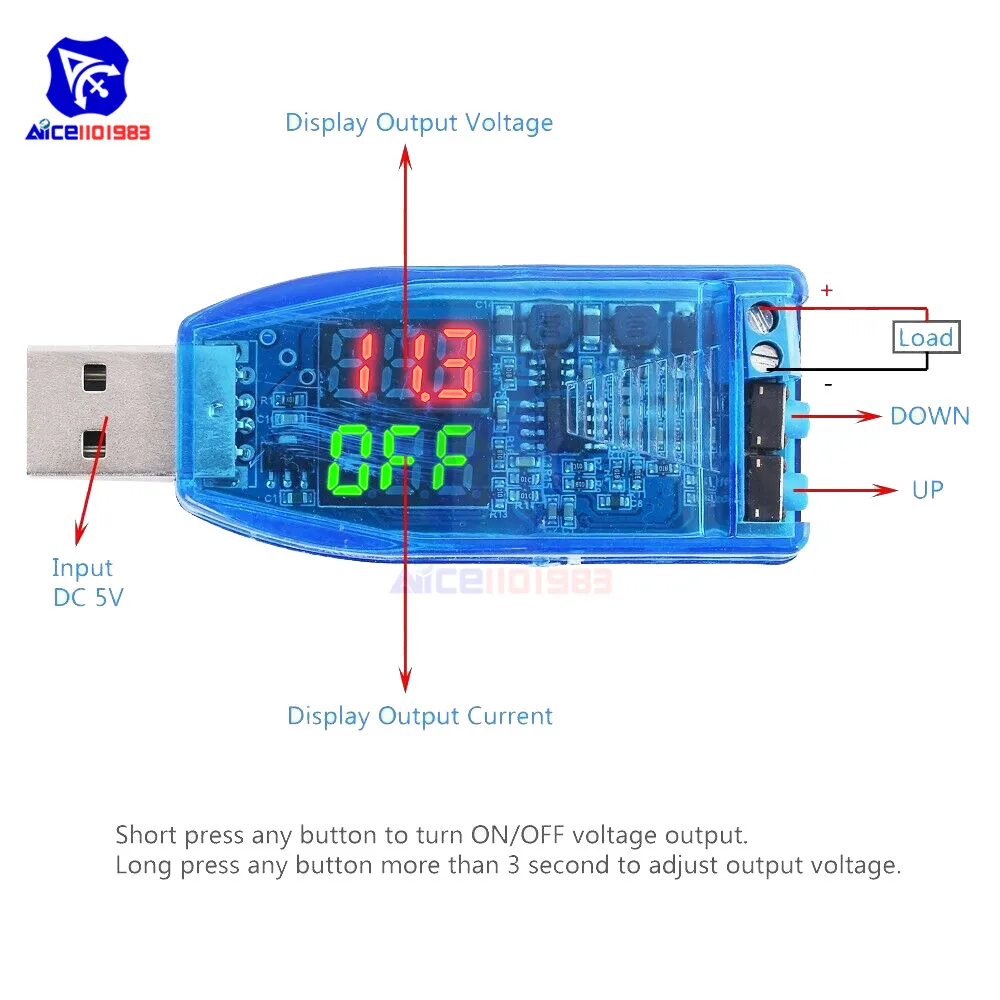 Двойной светодиодный DC-DC постоянного тока 5 В до 1,2 В-3 в 5 в 9 в 12 В 16 в 24 в USB понижающий повышающий преобразователь модуль питания Вольтметр Амперметр