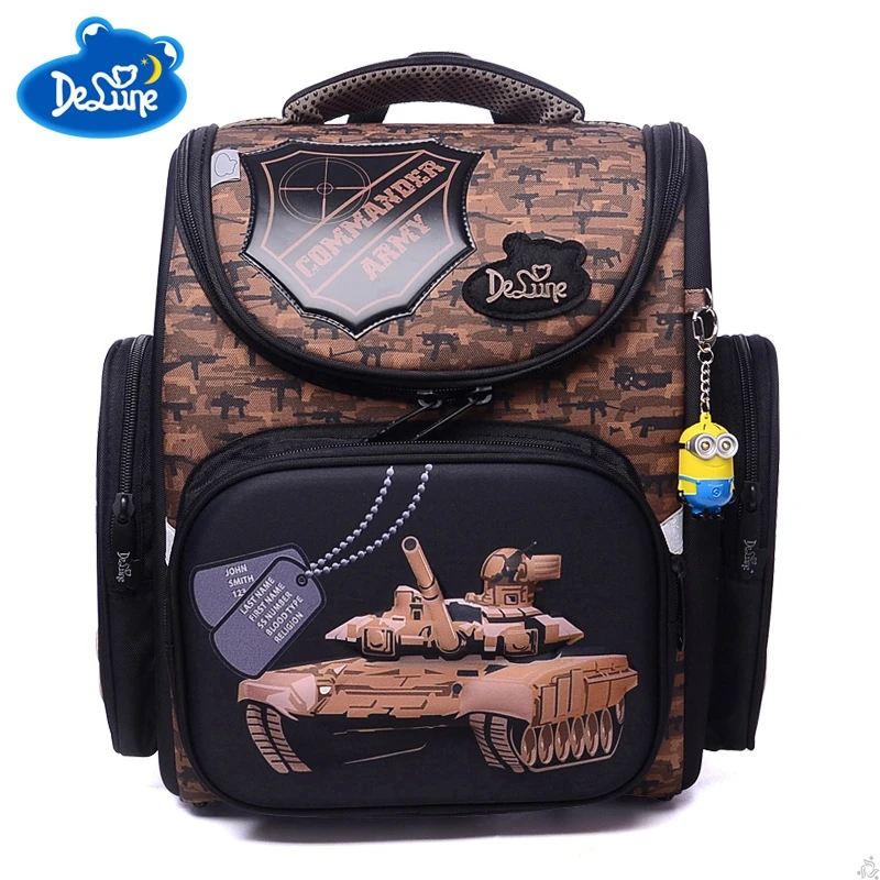 

Delune School Bag Boys 3D Tank Pattern Children Orthopedic Backpack High Waterproof Schoolbag Mochila Infantil Escolar Grade 1-5