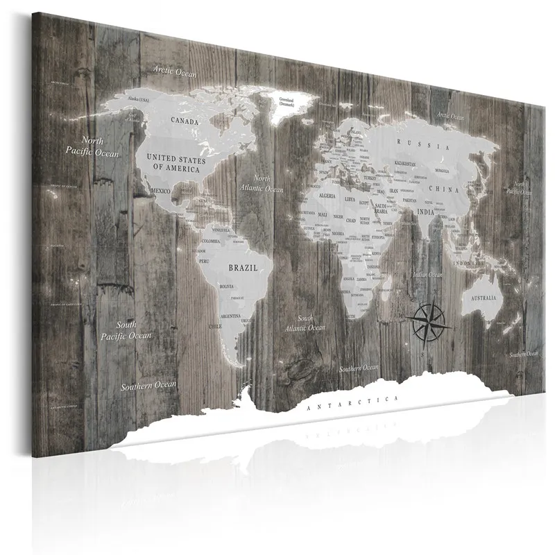 Картина на холсте классическая Карта мира деревянный фон картина Современная Настенная Художественная печать гостиная домашний декор плакат без рамки