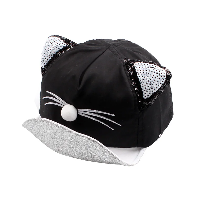 Cartoon Cat Baby Caps New Soft Cotton Baby Hat With Ears Summer Sequins Caps For Girls 2017 Summer Autumn Baby Boys Sun Hats (6)