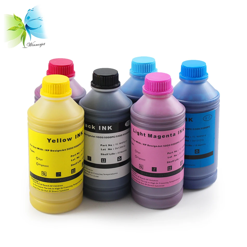 

Winnerjet 1000ML X 6 colors replacement water based dye ink for HP designjet 1050 1055 1050c 1055cm plotter for HP 81