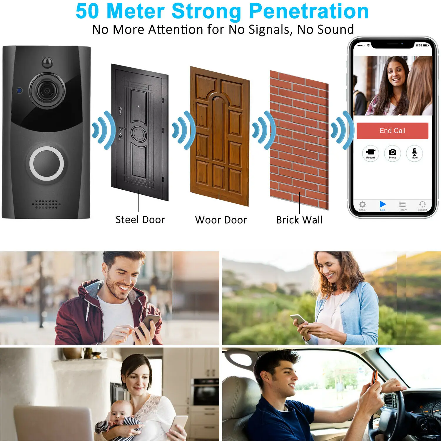 

Home Safety System WIFI Intelligent Remote Control Video Interphone Safety Door Bell Home Bell Security Black Silver