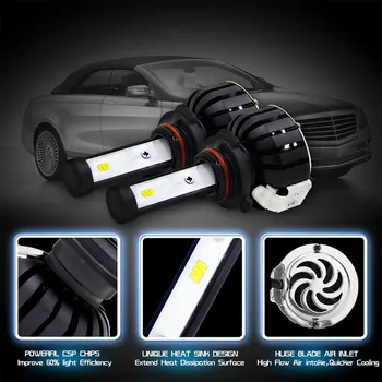 

Vehemo 2PCS 9005/H10/HB3 LED Fog Light LED Headlight Light Bulbs Universal Replacement Car Styling Front Lamp Lighting Assembly
