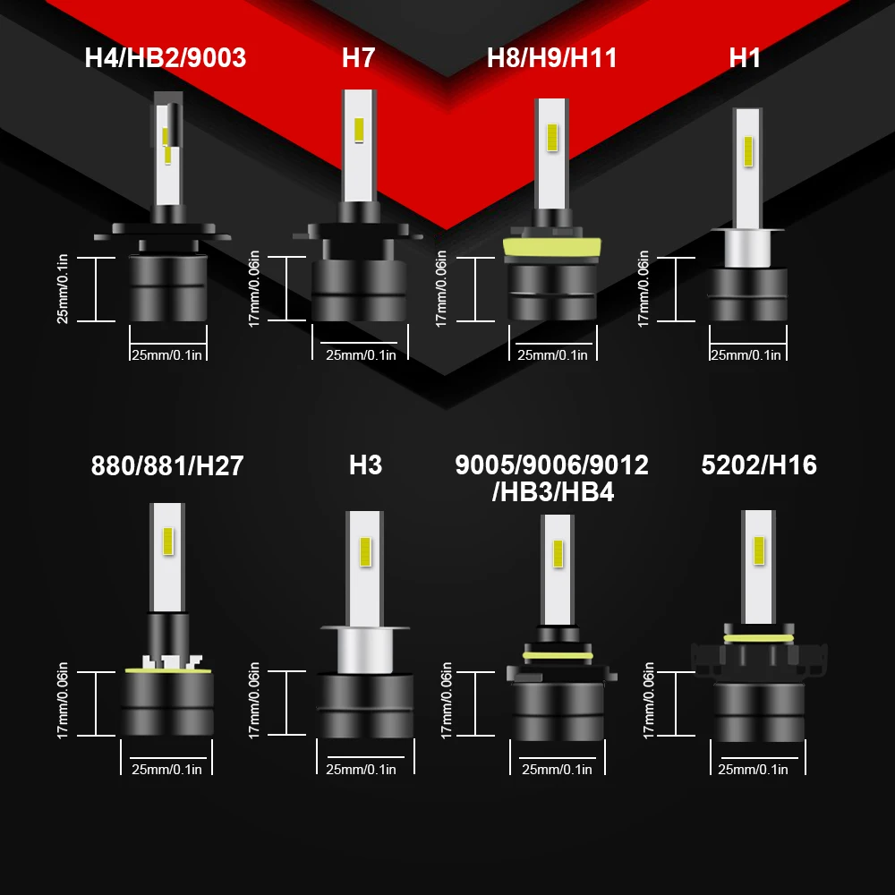 H27 881 880 H4 H7 H8 Car LED Headlight Bulbs 60W H11 H1 H3 HB3 HB4 CSP Super Mini Fog Light Headlamp 12V 8000LM 2PCS