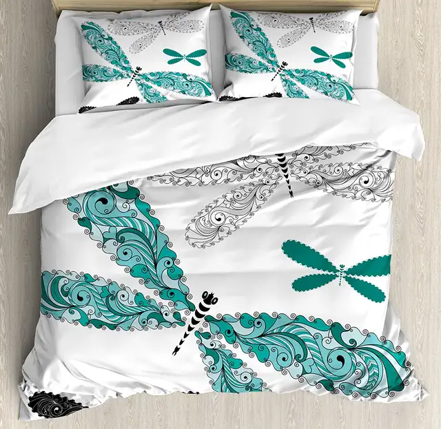 Online Shop Dragonfly Duvet Cover Set Ornamental Dragonfly Figures