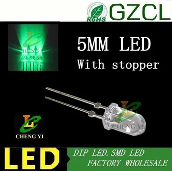 

Ultra bright 5MM Green led diode 505-530nm 3.0-3.5V light emitting diode round dip led with stopper(CE&Rosh)