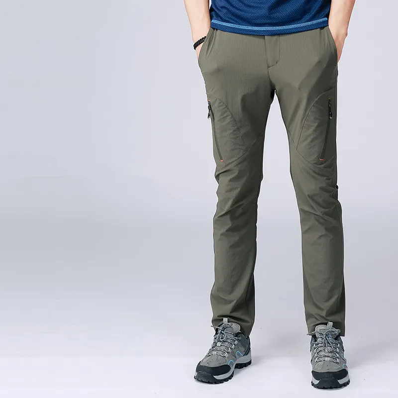 Мужские эластичные Водонепроницаемые многофункциональные штаны, новинка, летние мужские длинные брюки для активного отдыха, мужские спортивные штаны, Тонкие тактические штаны, L-4XL - Цвет: Army green