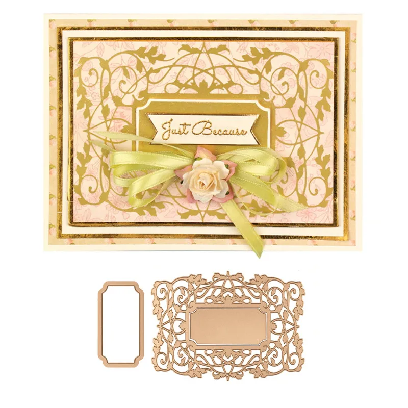 

Leaves Vines Covers Rectangle Frame Metal Hot Foil Plates for Scrapbooking Album Embossing Card Making New 2019