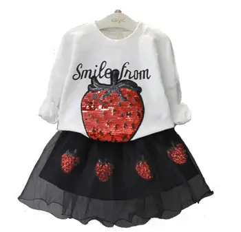 

Girl's set children clothing set kids Sequin cotton T-shirt+ tutu skirt princess 2 pieces set baby girl clothes for 2-6 years