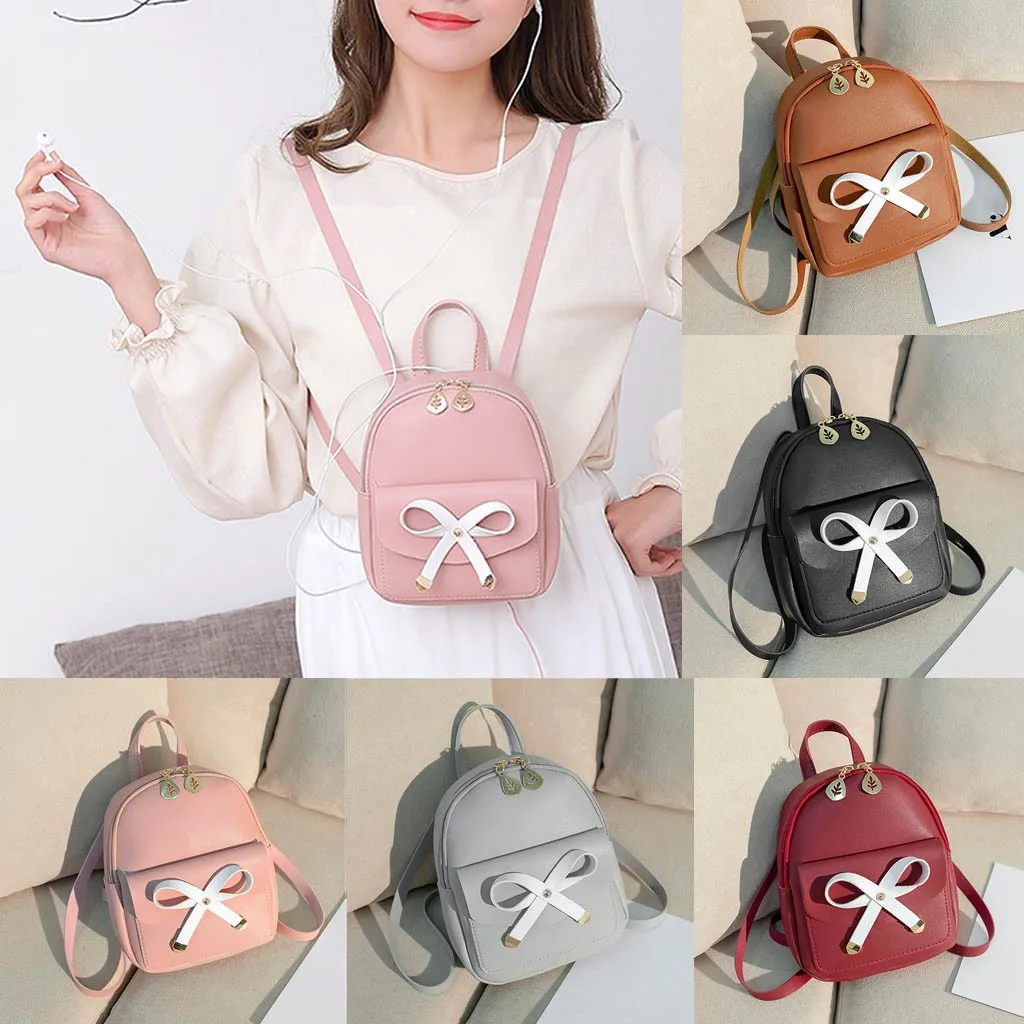 

Coneed Fashion Lady Shoulders Small Sweet Bow Decoration Bag Letter Mobile Phone Bag Backpack 2019 mar28 p30