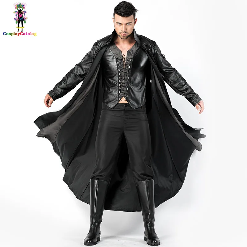 

Halloween Retro Men Vampire Costumes Out For Blood Costume Leather Cloak Carnival Scary Mens Bloody Handsome Vampire Uniforms