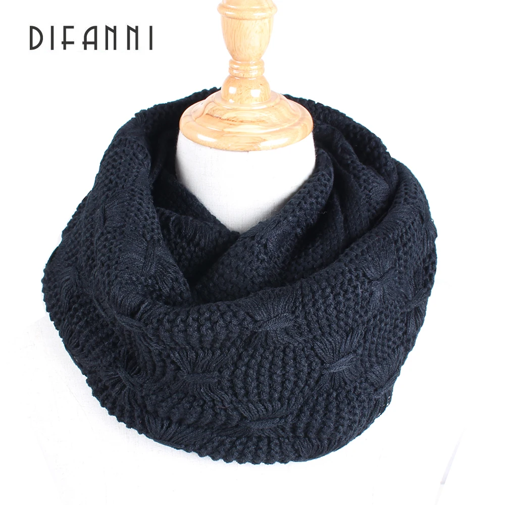 

[DIFANNI] Fashion Wrap Scarves Women Knitting Scarf Soft Warm Casual loop Scarf New Autumn Winter Solid Color neck warmer
