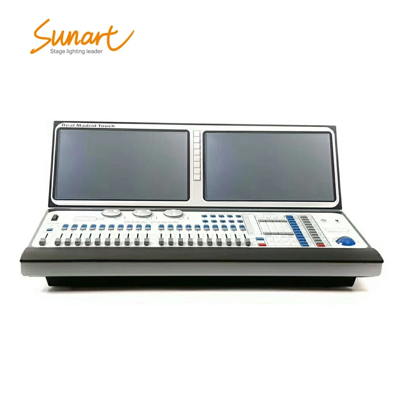 

Free shipping Tiger Real madrid touch double screen stage effect light console with case for DJ disco DMX controller