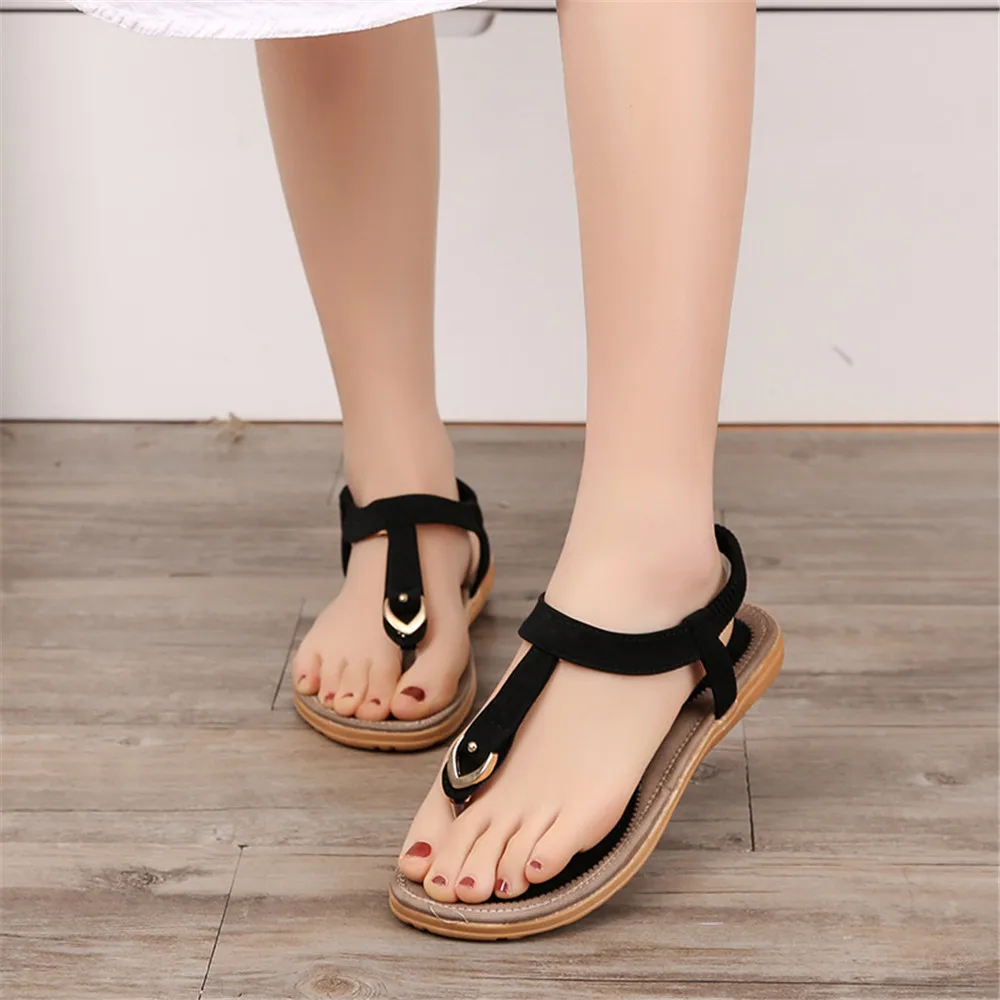 

Summer Women Flat Sandals Flip Flops Soft Slippers Casual Slip on Beach Shoes Woman Low Heel Sandals Black Comfortable Shoes