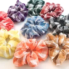 1 шт. Весна и лето свежие дикие маленькие клетчатые волосы кольцо ручной работы ткань аксессуары для волос, резинки G0417