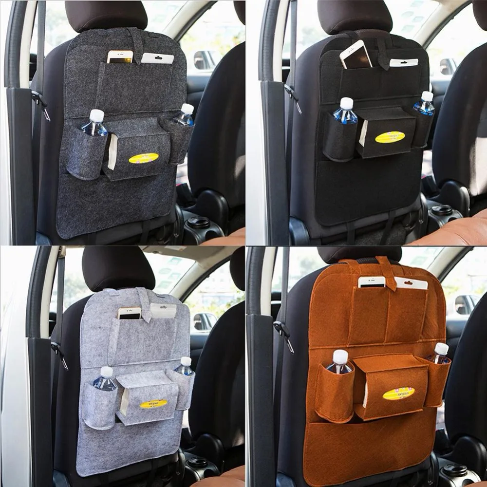 

Car Organizer Backseat Bag Universal Multi-Pocket Seat Wool Felt Storage Container Hanging Box 7 color Stowing Tidying Styling