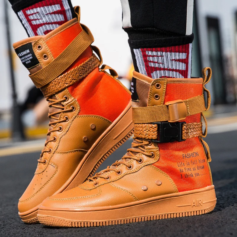 

New High Top Platform Sneakers men Belt Buckle martin Boots Unisex Dad Chunky Sneakers zapatillas hombre casual tenis masculino