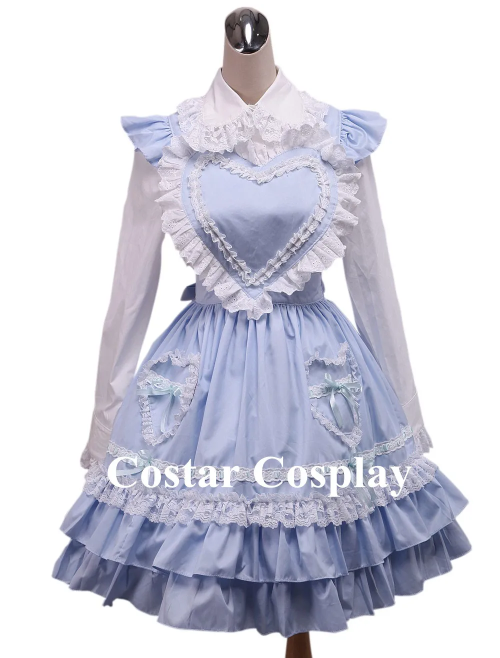 Heart Decoration Lolita Dress Cosplay Costume Light Blue Dress