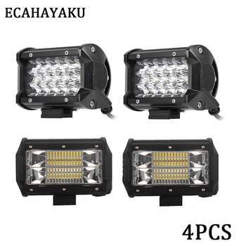 

4pcs ECAHAYAKU 5 inch LED Bar Work Light 54W 72W Flood Beam Driving Light for Off-Road Trucks SUV ATV Tractor Snowmobile 12V 24V