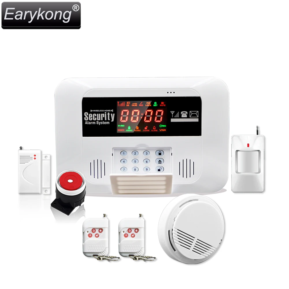 

New GSM Alarm System, 433MHz wireless work, include door detector / infrared detector / smoke sensor, For Home Burglar