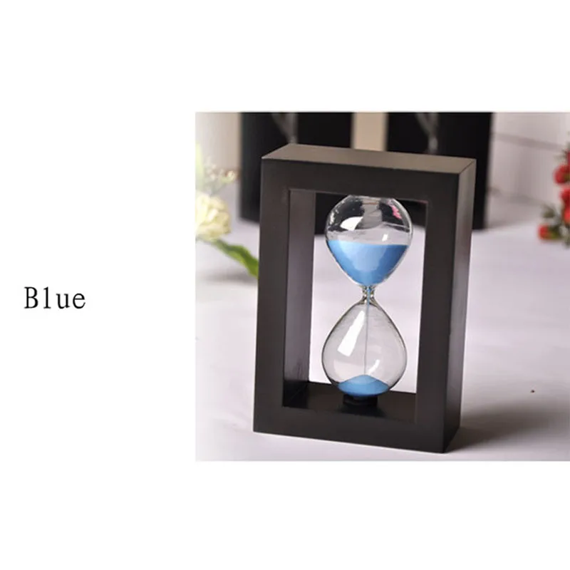 OUYUN деревянный каркас 10 песочные часы на минуту 10*5*14,5 см таймер офисный Декор песочное стекло 10 минут стеклянные песочные часы домашние декоративные - Цвет: Синий