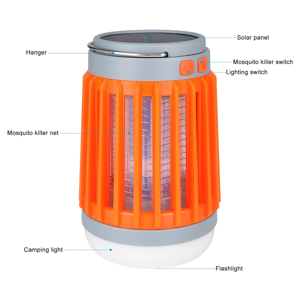 3в1 электрическая лампа от комаров, солнечный фонарик, походная лампа, портативный фонарь, зарядка через usb, лампа против насекомых, для домашнего использования на открытом воздухе