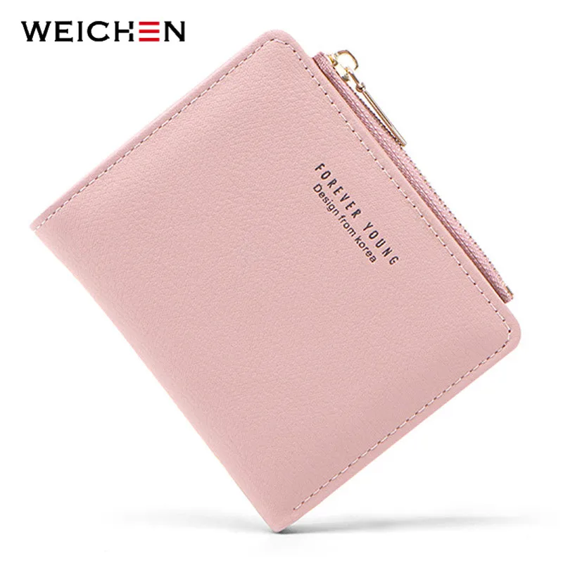 

WEICHEN Portable Thin Women Wallet Soft Touch Synthetic Leather Card Holder Zipper Coin Purse Ladies Wallets Female Small Cartei
