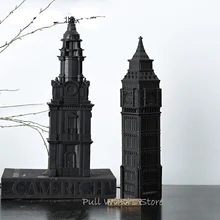 Classic black building models sculpture Decoration Resins of St. Paul’s Cathedral Elizabeth Tower Unique crafts office furnishin