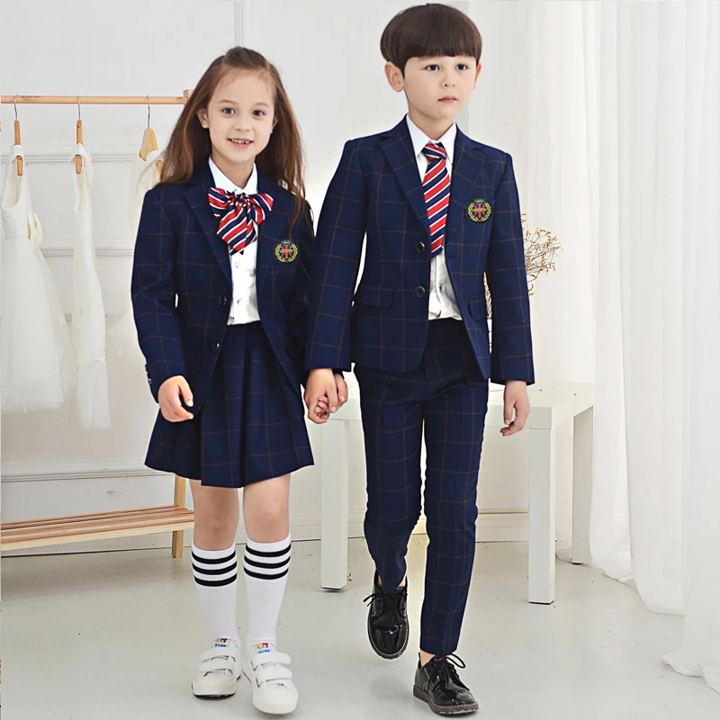 Luxury Children suit clothing set boys girls clothes plaid suit school