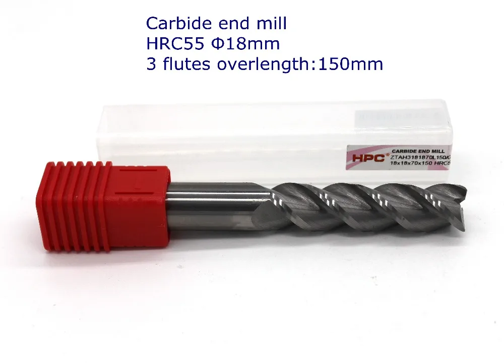 

router bit blade diameter 18mm overlength 150mm of 3 flutes flat end HRC 55 carbide end mills CNC machine tool mill cutter