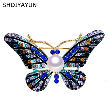 

SHDIYAYUN High Guality Pearl Brooch Vintage Butterfly Brooch For Women Fashion Brooch Pins Natural Freshwater Pearl Jewelry